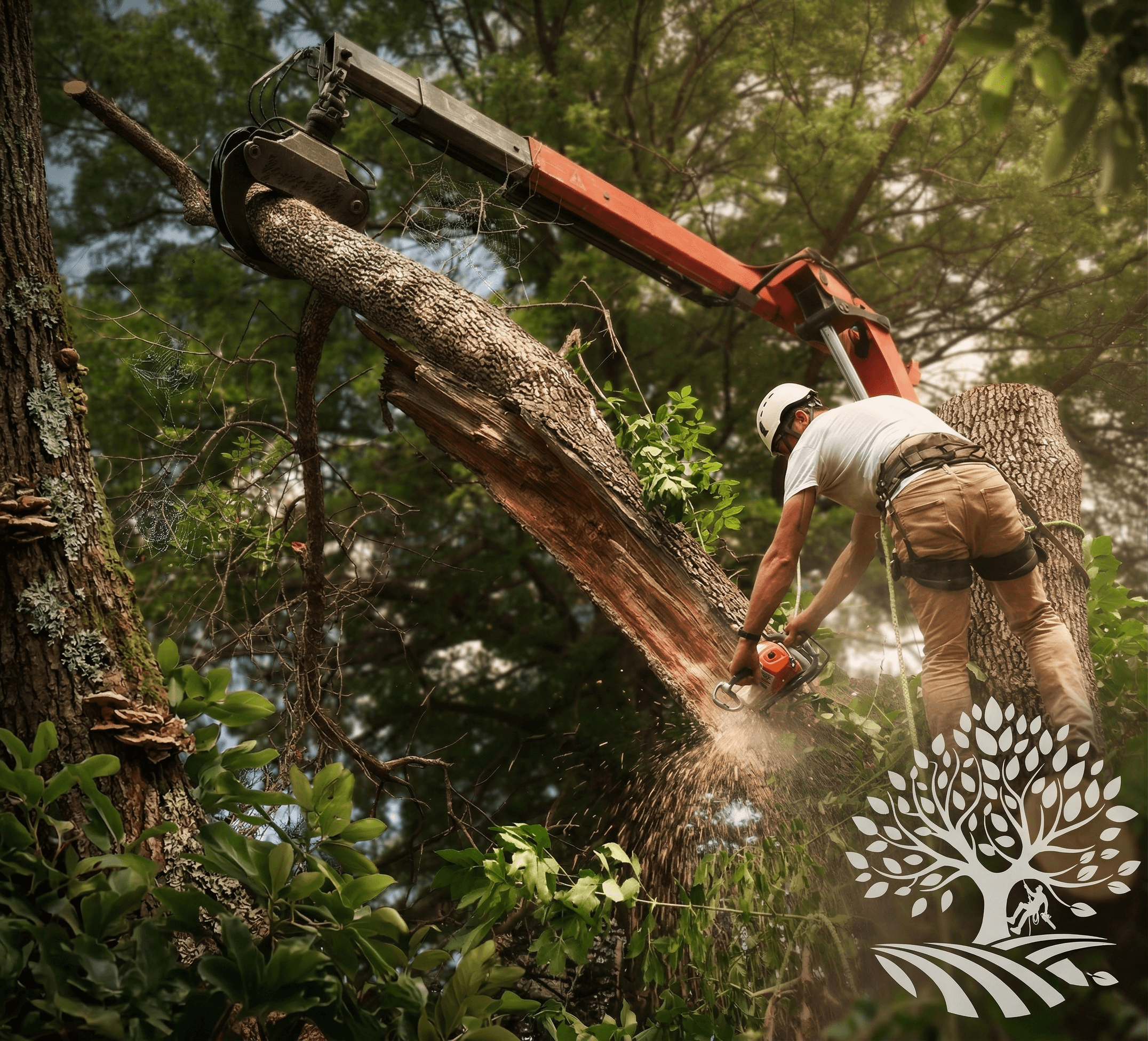 Tree Trimming & Pruning in progress by our professional team